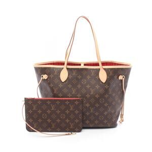 Louis Vuitton Neverfull Monogram Tote Bag Canvas Leather Brown